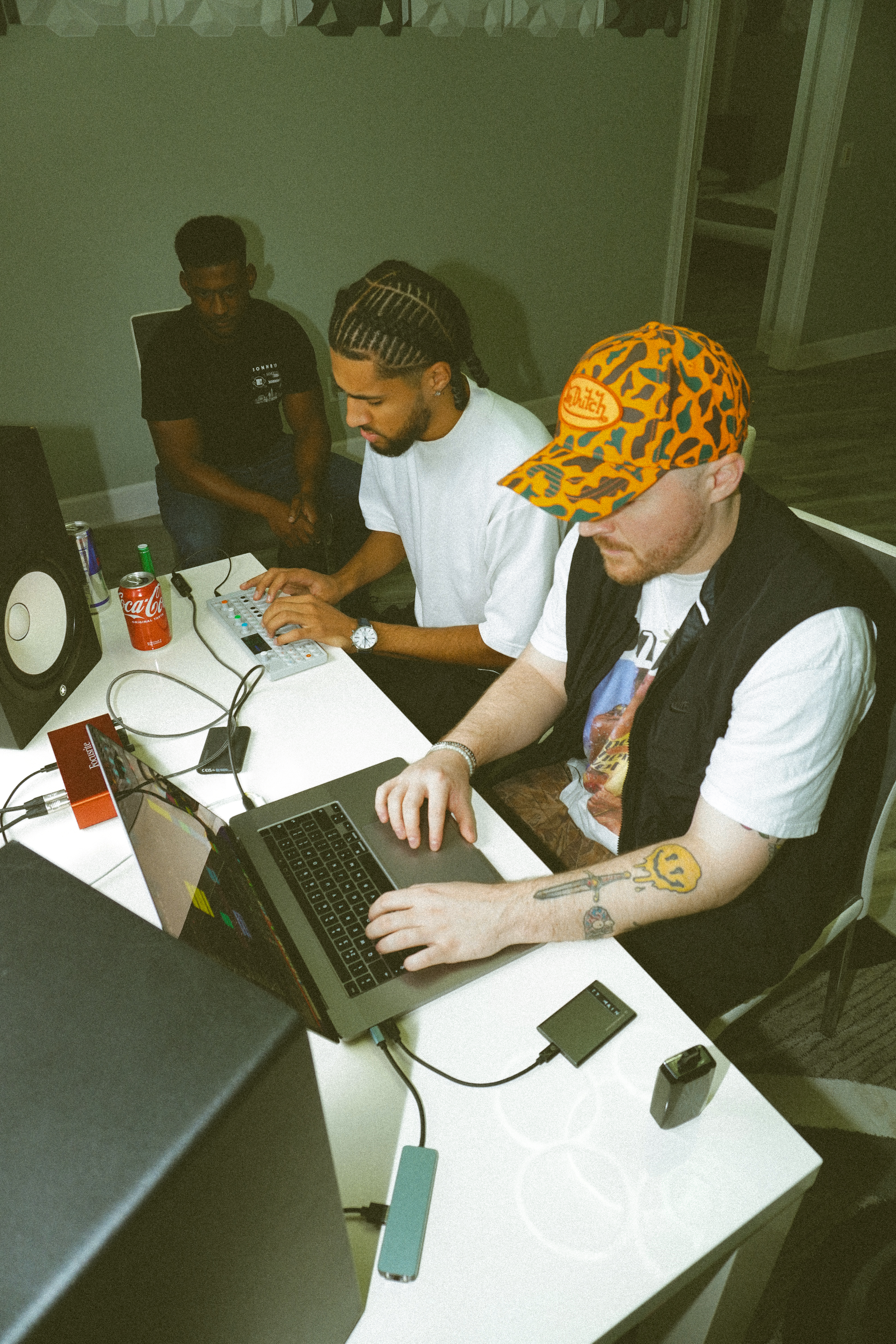 Leo Son in studio with collaborators